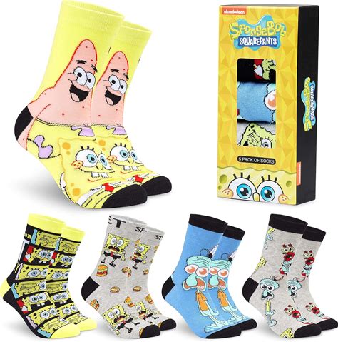 Amazon.com: SPONGEBOB SQUAREPANTS Mens Socks, 5-Pack Socks Men 6.5-9.5 ...