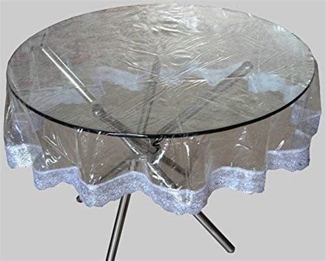 Buy Rohit International PVC Transparent Table Cover with Silver Lace ...