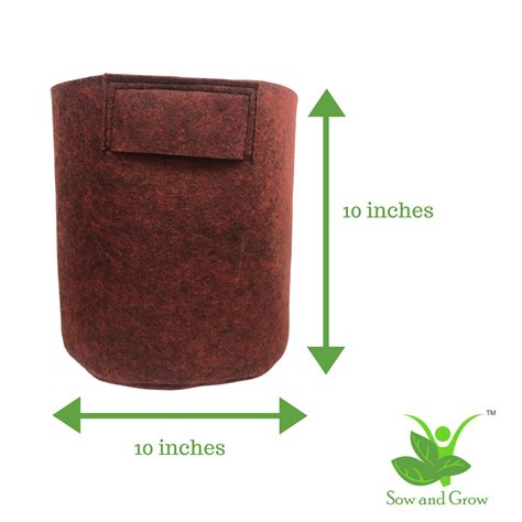 Geo Fabric Grow Bag Size 10 x 10 inches || Heavy Duty 500 GSM || For T ...