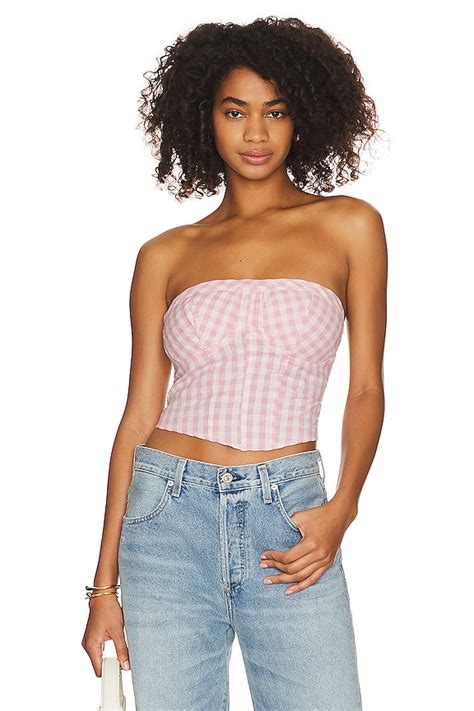 Free People Leilani Tube Top in Pink Gingham | REVOLVE