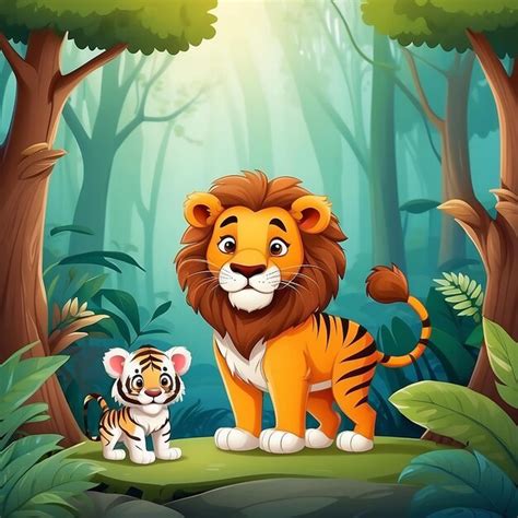 Lion vs Tiger Cartoon 的图像结果