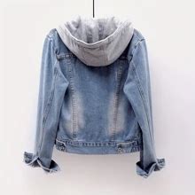 Chaqueta vaquera casual para mujer - Con capucha, de longitud corta ...