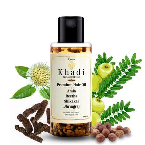 Buy KHADI Amla, Reetha, Shikakai & Bhringraj Premium Hair Oil ...