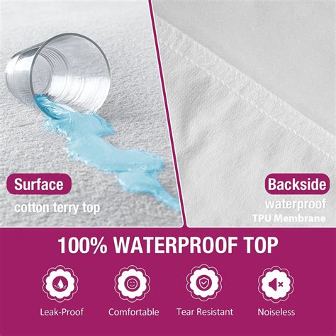 Premium Cotton Terry Elasticated Fitted Style Waterproof Mattress Prot ...