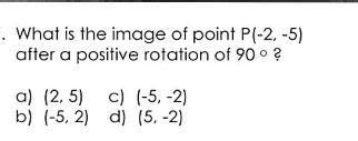 What is the image of point P (-2,-5) after a positive rotation of 90 ...