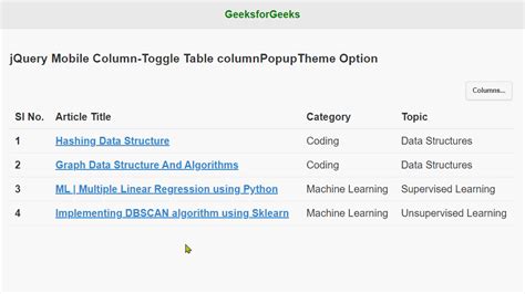 Image result for jQuery Datatable Column Dialog
