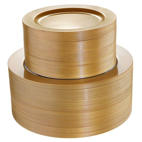 I00000 102 Pieces Solid Gold Disposable Plates, Gold Plastic Plates ...