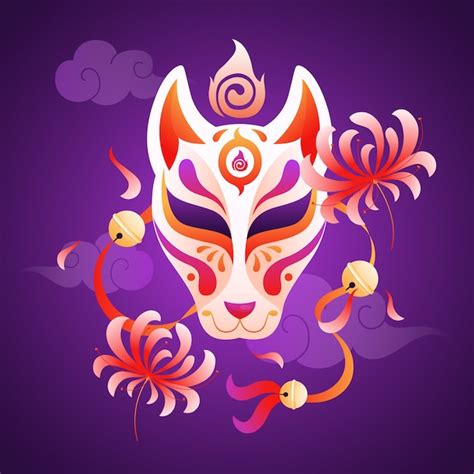 Kitsune-Illustration mit Farbverlauf | Kostenlose Vektor