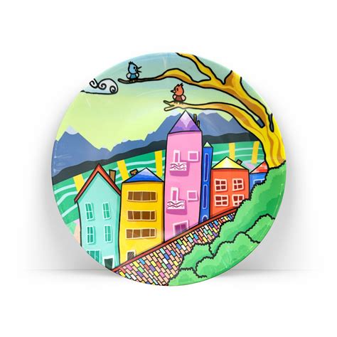 Decorative Ceramic Wall Plate – A Lovely Town | PaintzStories