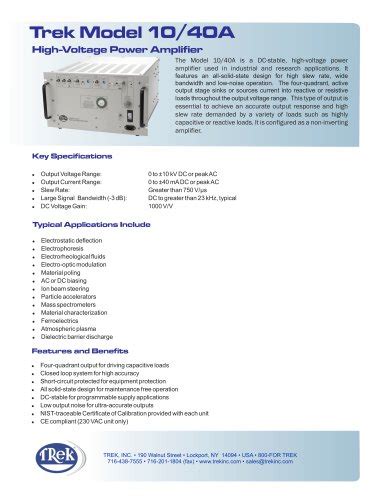 610E High-Voltage Supply/Amplifier/Controller - TREK, INC. - PDF ...