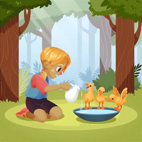 Kids feeding ducks Vectors - Download Free High-Quality Vectors from ...