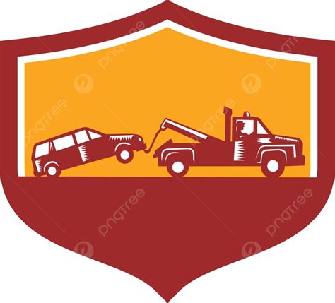 Tow Truck Towing Car Shield Retro Wrecker Truck Driver Artwork Vector, Wrecker Truck, Driver ...