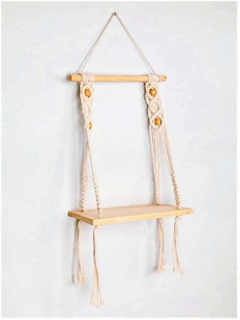 Macrame wall hanging shelf with open back chain pattern – Writings On ...