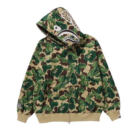 Bape Art Camo Shark Full Zip Hoodie Green Price in India | Culture Circle