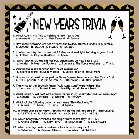 Printable New Year's Trivia Questions And Answers | Fanny Printable