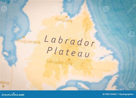 The Realistic Map of Labrador Peninsula. Stock Photo - Image of flag ...