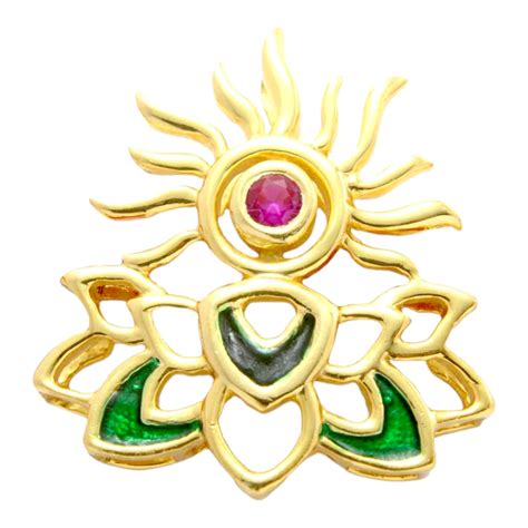 925 Sterling Silver 24kt Gold Plated Lotus Flower Design Pendant for ...