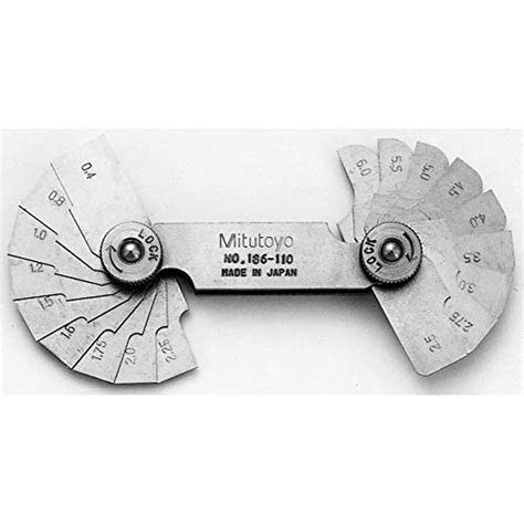 Mitutoyo 186-110, Radius Gage Set, 18 Pairs of Leaves, 0.4mm, 0.8mm ...