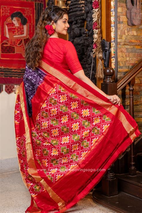 Double Weave Pure Silk Pochampally Ikkat Saree – Sui Dhaga