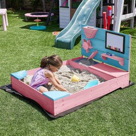 Amazon.com: BELLEZE Wooden Sandbox, 49x39in Kids Sand Pit for Backyard ...