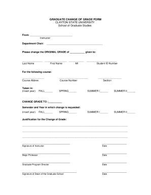 Fillable Online Change of Grade Request by Instructor Fax Email Print ...