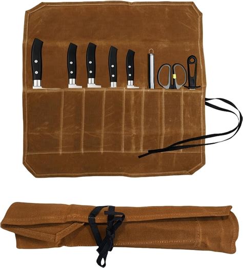 Amazon.com: BLIRITEL Knife Roll, Waxed Canvas Chef Knife Roll Bag, 8 ...