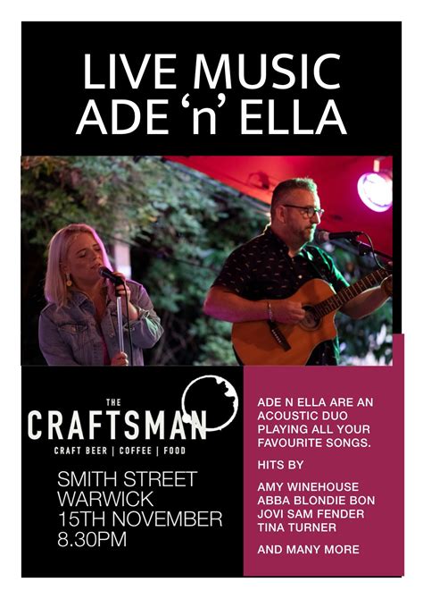 Ade n Ella Live This Friday @ The Craftsman - Warwick , 7 Smith St ...