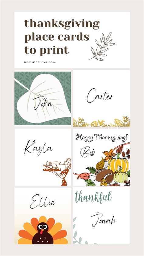Free Printable Foldable Thanksgiving Place Cards | Gerald Printable