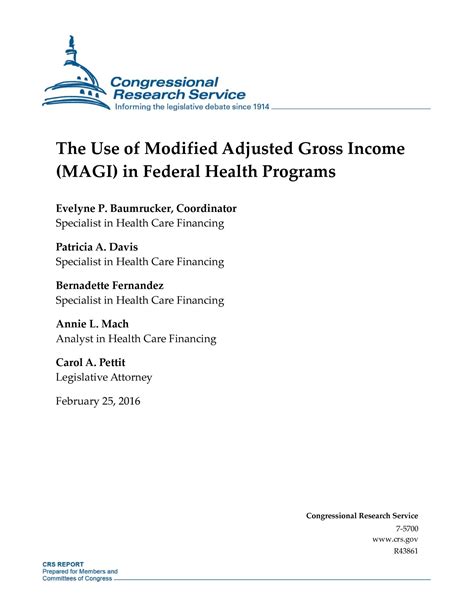 The Use of Modified Adjusted Gross Income (MAGI) in Federal Health ...