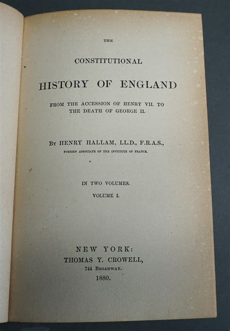 Lot - Henry Hallam, History of England 1880, 2 Volumes and Literature of Europe 1880, 2 Volumes