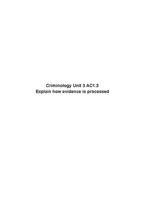 WJEC Criminology Unit 3: Crime Scene to Courtroom Knowledge Guide - Studocu
