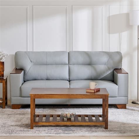 Buy Walter Half Leather 3-Seater Sofa - Grey from Home Centre at just ...