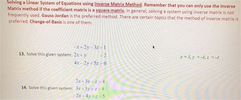 Image result for Solving Equations Using Inverse Matrix Method