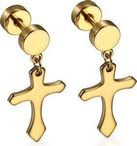 Flipkart.com - Buy Jagsun Men Women Long Dumbbel Cross Earrings Golden ...