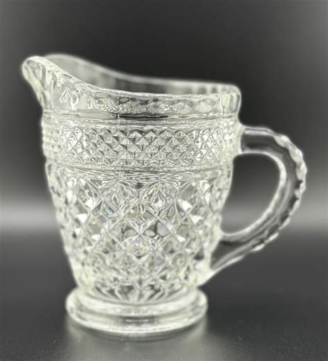 Vintage Diamond-cut Clear Glass Creamer & Lidded Sugar Bowl Set - Etsy
