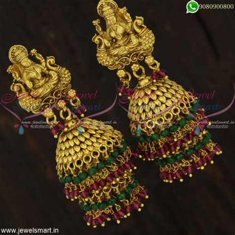 Remarkable Temple Multi Layer Crystal Jhumka Earrings Antique Jewellery ...