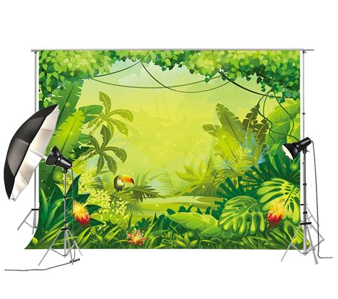 Buy HUAYI 8x6ft Tropical Jungle Safari Backdrop Photo Background Happy ...
