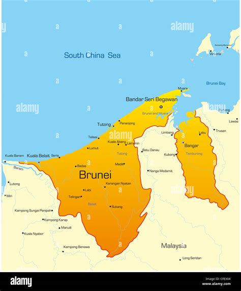 Vector map of Brunei country Stock Photo - Alamy