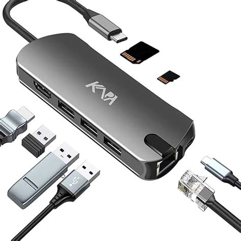 Kapa USB C Type HUB 8 in 1 Adapter, Aluminium Multi Port Dongle Type-C ...