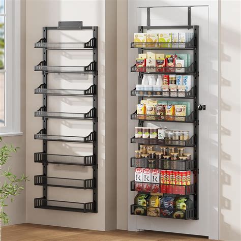 8-Tier Over the Door Pantry Organizer, Large Metal Door Spice Rack with ...