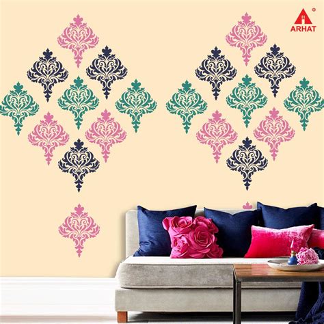 Arhat Stencils ASR-E214 Damask Pattern Glossy PVC Wall Stencils ...