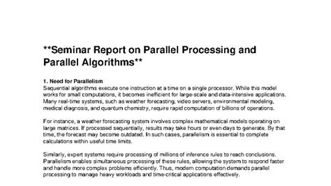 Parallel Processing and Parallel Algorithms - **Seminar Report on ...