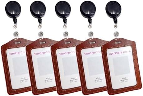 ANG Combo Pack of PU Leather ID Badge Holder Card Case with Retractable ...