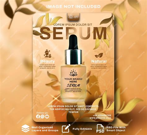 Premium PSD | Gold serum poster template