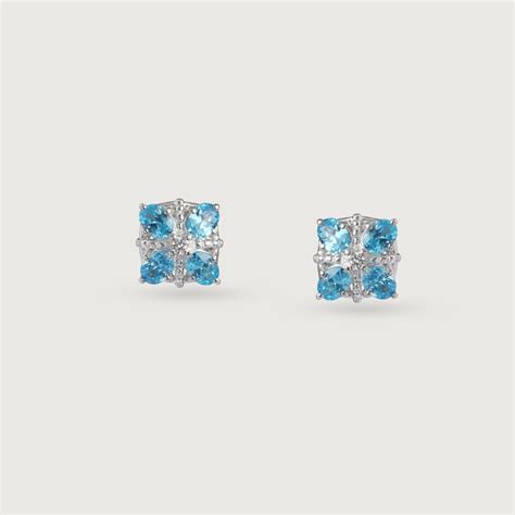 Ice Crystal Silver Stud Earrings for Women