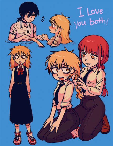 makima, denji, and reze (chainsaw man) drawn by batrobin_k | Danbooru