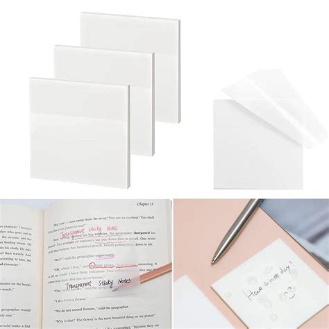 ZOQWEID Transparent Sticky Notes - 3x3 inch (Pack of 100) Clear ...