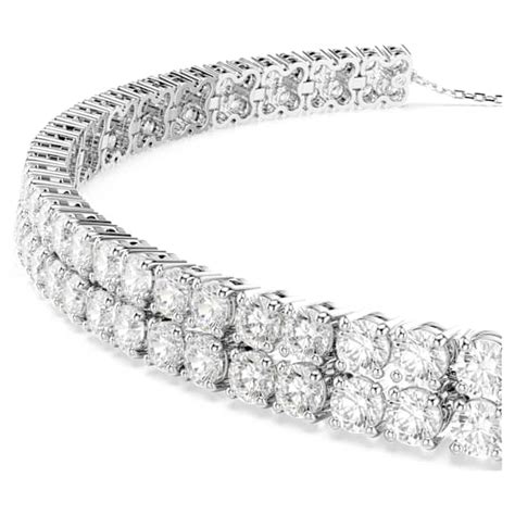 Matrix choker, Round cut, White, Rhodium plated | Swarovski