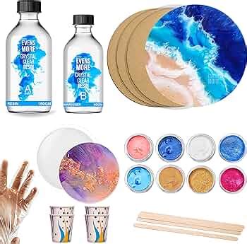 EVENS MORE DIY Resin Ocean Art Kit with 8 Inch Round MDF with 200Gm ...