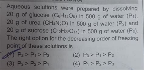 Aqueous solutions were prepared by dissolving 20 g of glucose (C6 H12 O6